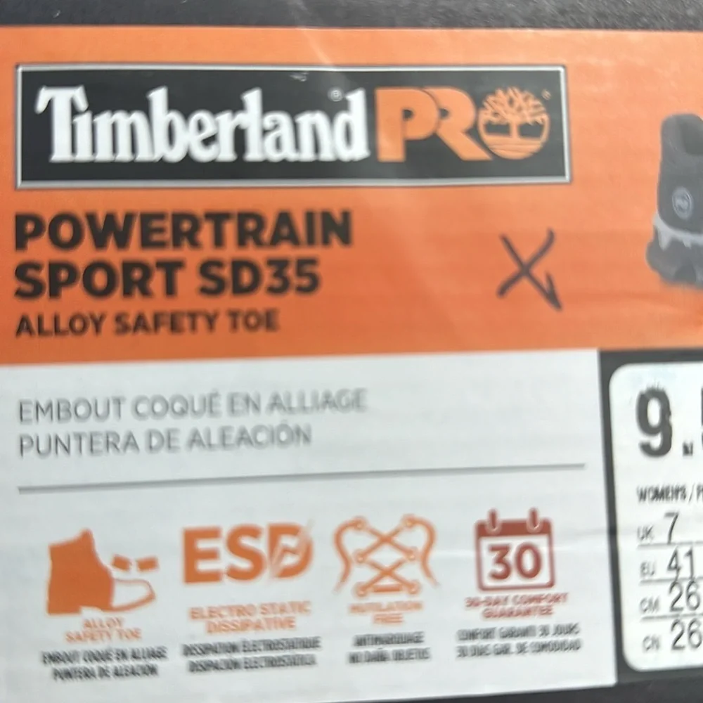 TIMBERLAND PRO POWERTRAIN SPORT ALLOY TOE BLACK WORK SNEAKER 9.5 NEW